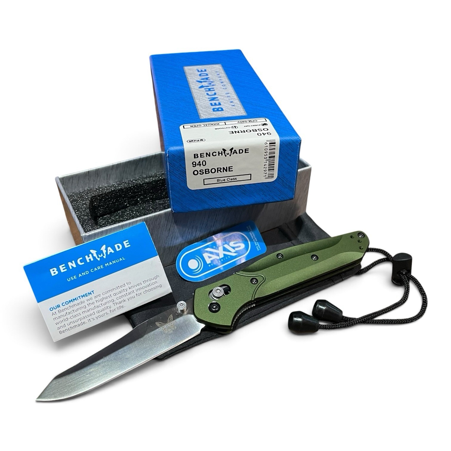 Benchmade 940 Osborne CPM-S30V Green Aluminum Reverse Tanto AXIS Folding Knife
