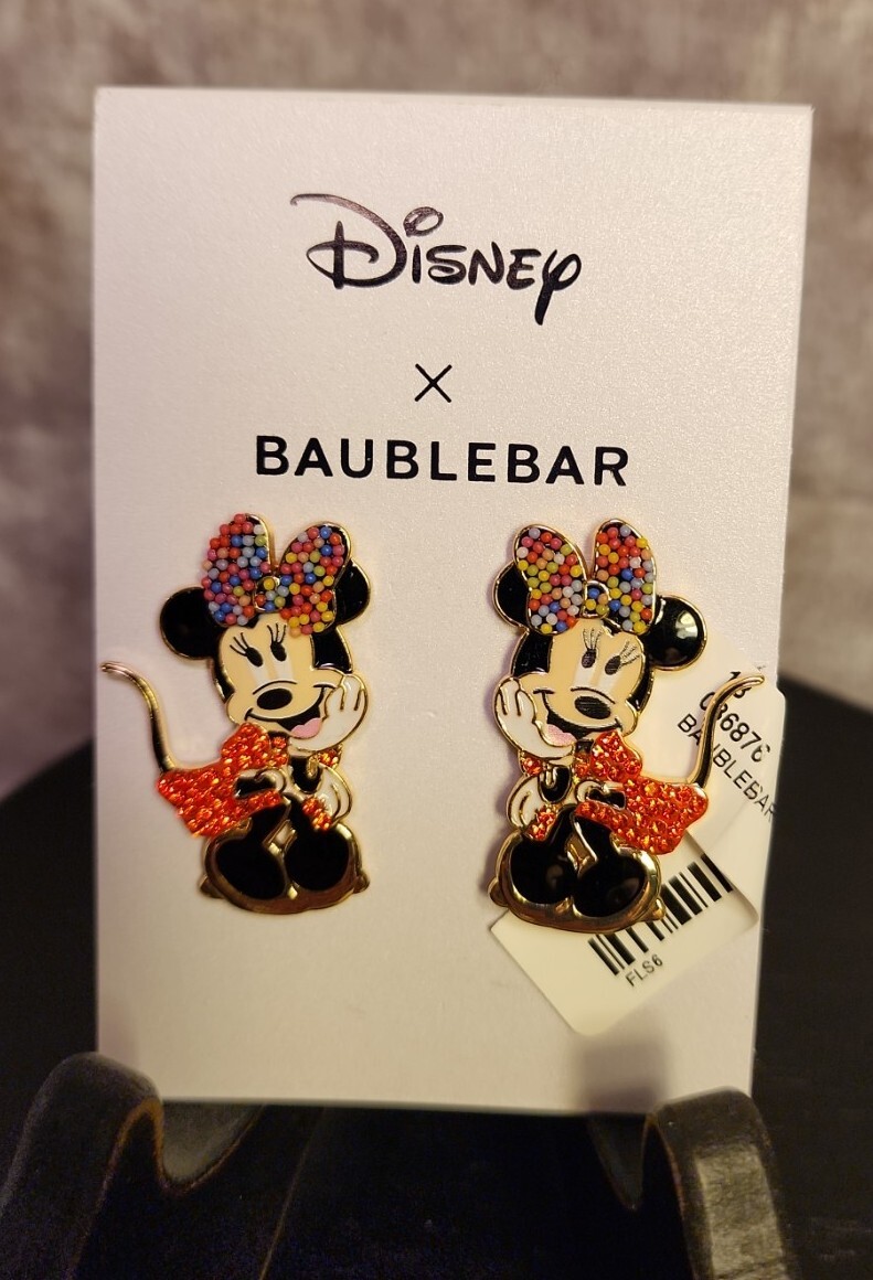 Disney X Baublebar Dangling Minnie Mouse Earrings With Multi Colored Beads