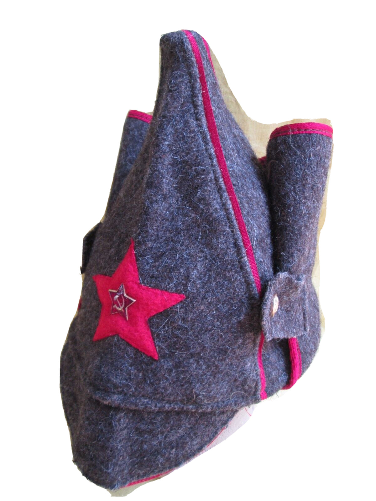 Budenovka WWI/II Replica Russian Peak Hat with Red Star/Size L/XL