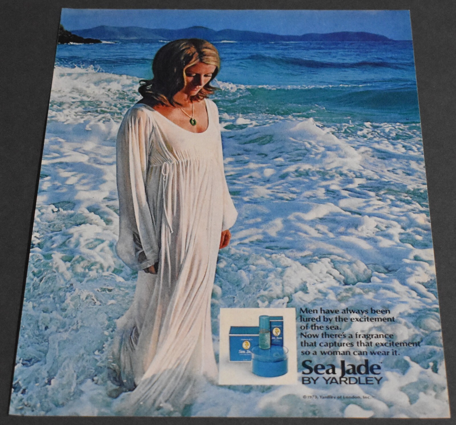 1973 Print Ad Sexy Sea Jade Yardley Lady Blonde Feminine Beauty Excitement Sea T