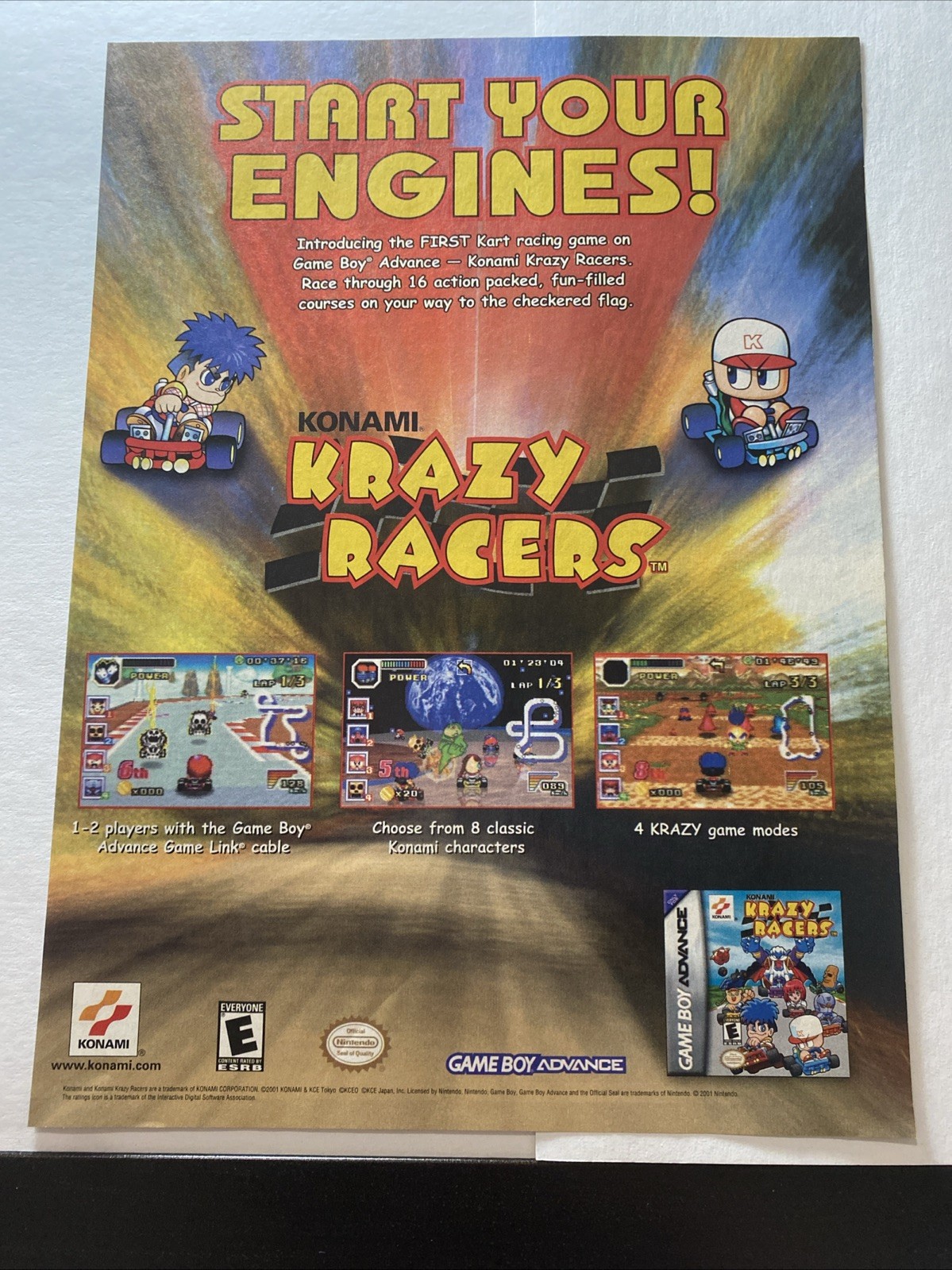 Krazy Racers Nintendo GameBoy Advance Start Engines Print Ad/Poster Promo Art