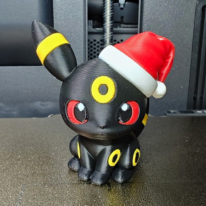 Umbreon Christmas Santa Hat 3D Printed Pokémon Figure Holiday Collectible Decor