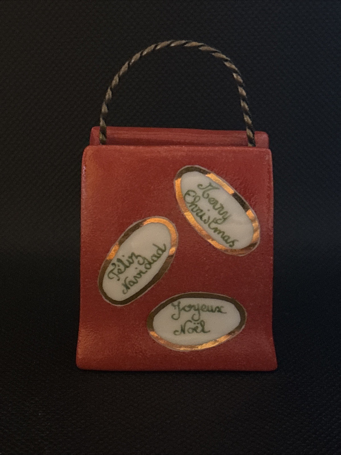Limoges Christmas Shopping Bag Trinket Box