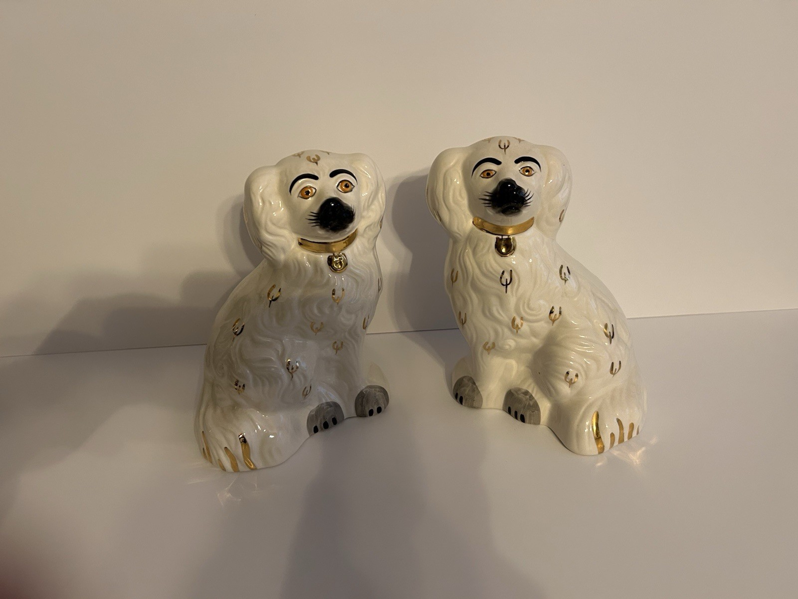 Vintage  Staffordshire Spaniel Dogs Ceramic Figurine Set of 2 from 1978