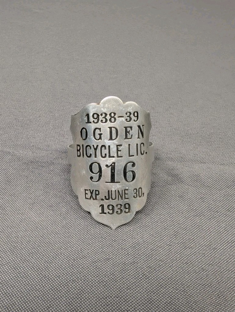 RARE Vintage 1938-1939 Ogden Bicycle License Plate Tag