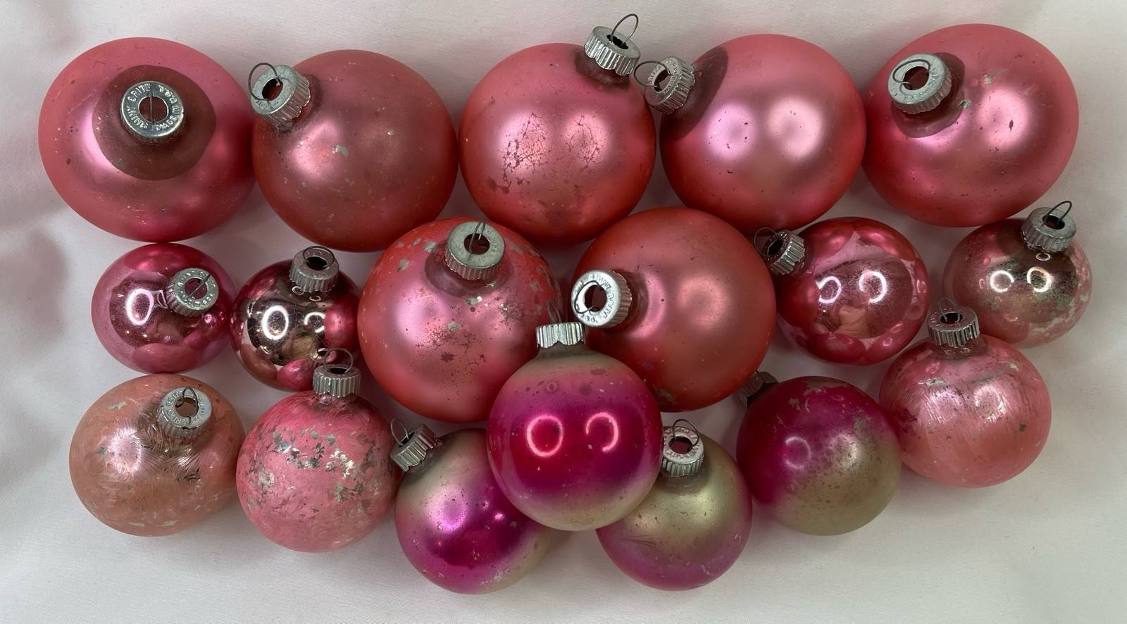Mixed Lot Vintage 18 Pink Shiny Brite Christmas Ball Ornaments