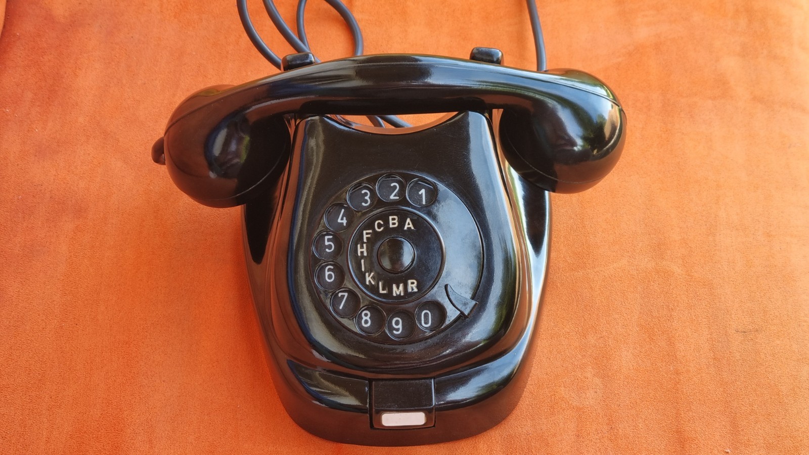 Vintage TESLA T58 Black Bakelite Phone Alphabet Dial 1961 - MINT High Gloss