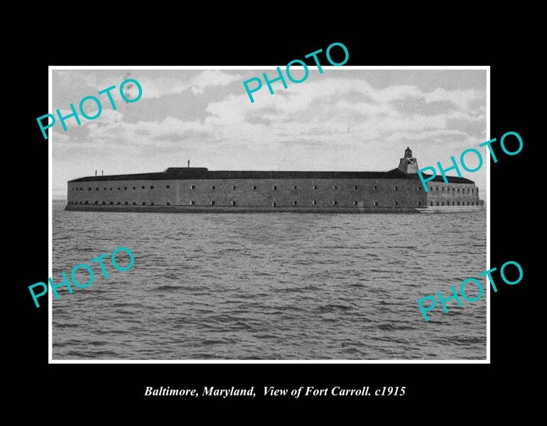 OLD POSTCARD SIZE PHOTO BALTIMORE MARYLAND VIEW OF FORT CARROLL c1915
