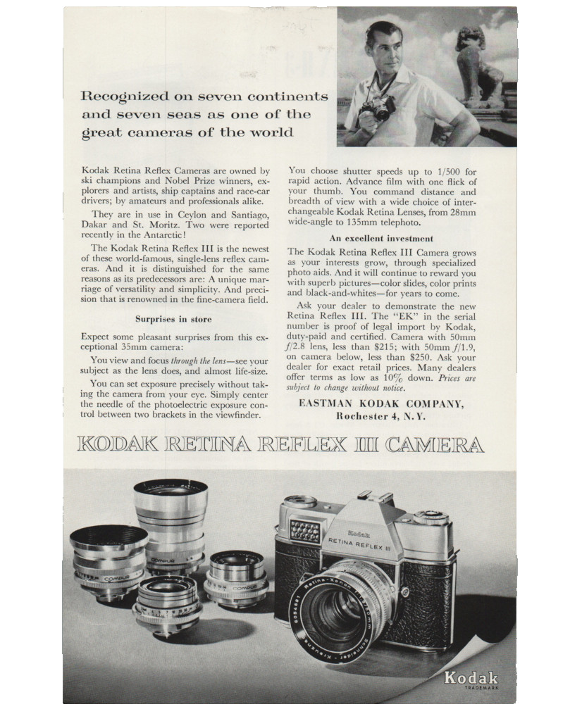 VTG Eastman Kodak 1961 Camera Magazine Print Ad Rochester NY Retina Reflex III