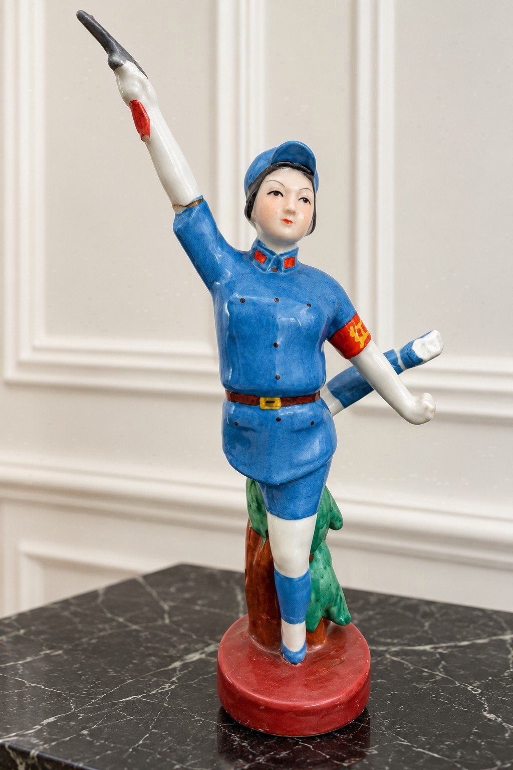 VTG Chinese Cultural Revolution Porcelain Woman warrior statue