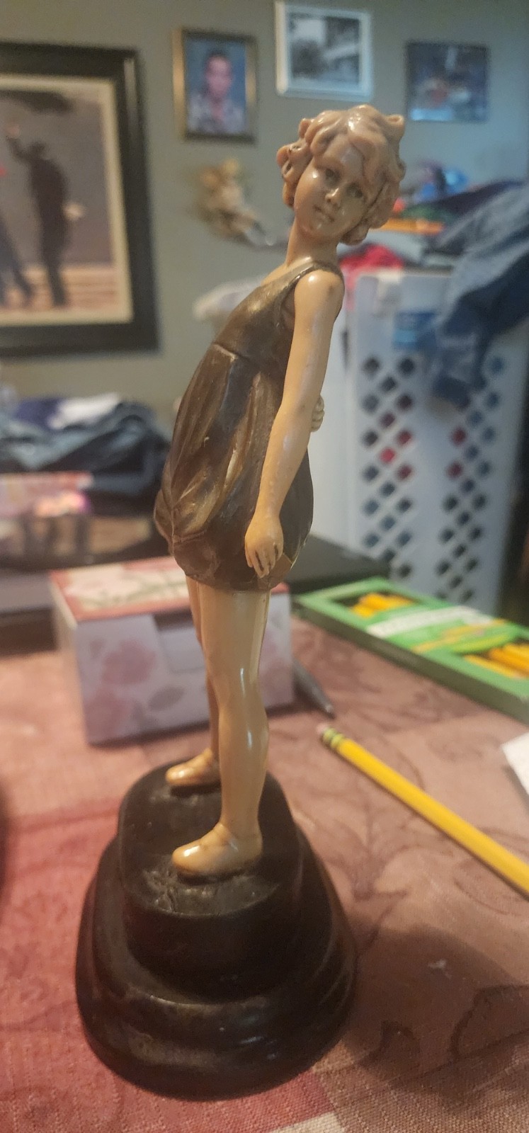 Vintage 1930’s Art Deco “Puffer Metal Statue” Bubble Romper Figurine 8 1/2”
