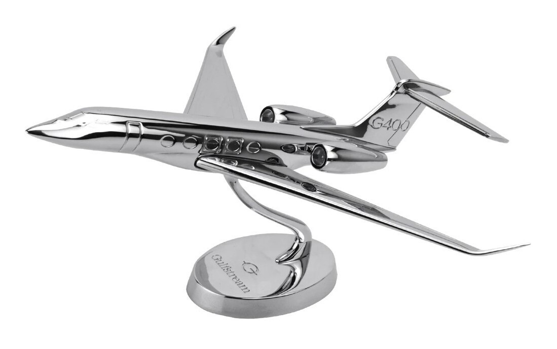 Lupa Gulfstream Aerospace G400 Chrome Metal Desk Display Model 1/115 Airplane