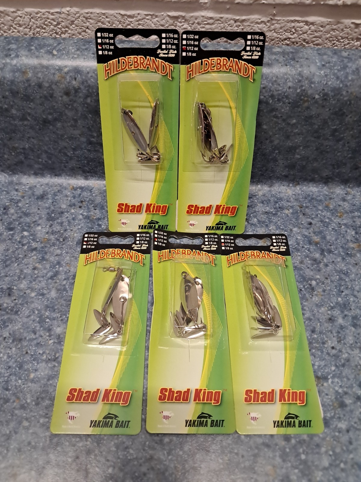 5 Vintage Hildebrandt 2pk Shad King Spoon Ultralight HSK 3RN Nickel 1/12oz USA