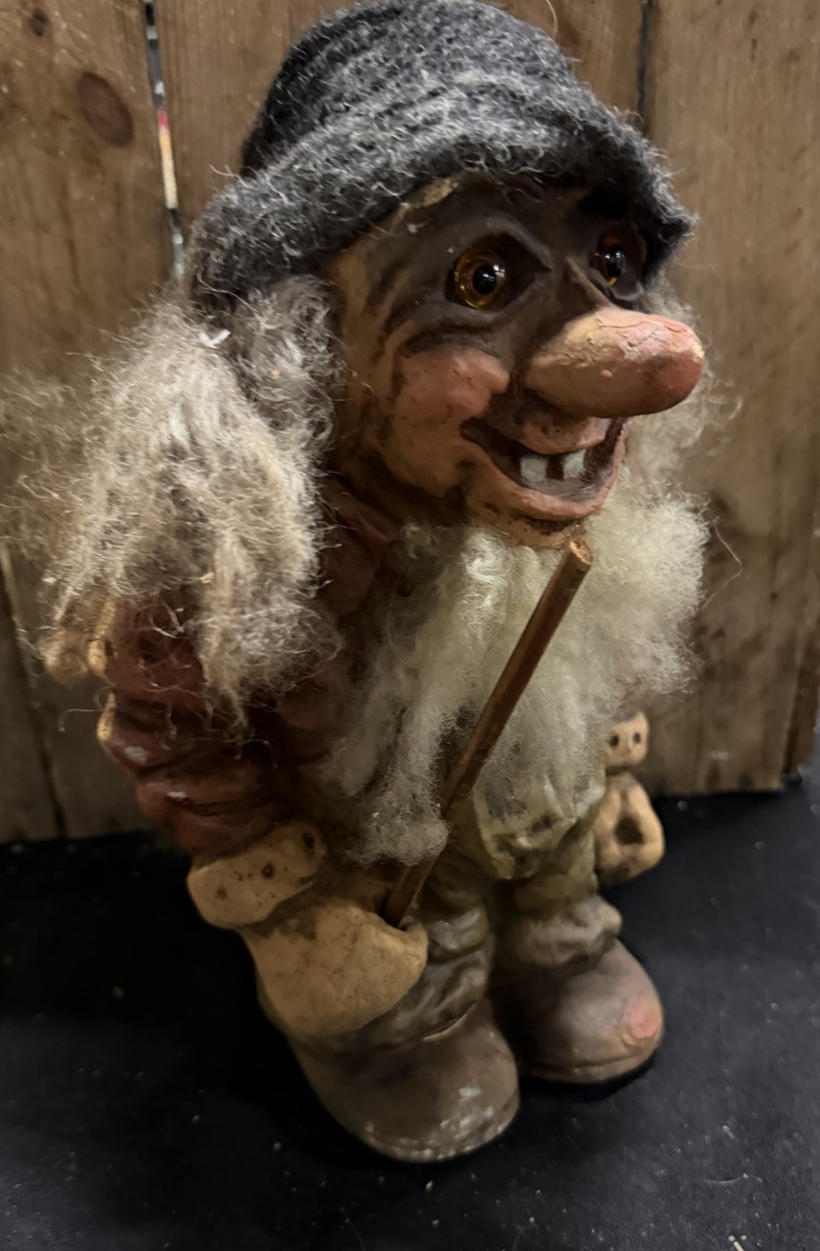 Original NyForm Troll No 116 Troll Grandpa with Wooden Stick 25cm Vintage Norway
