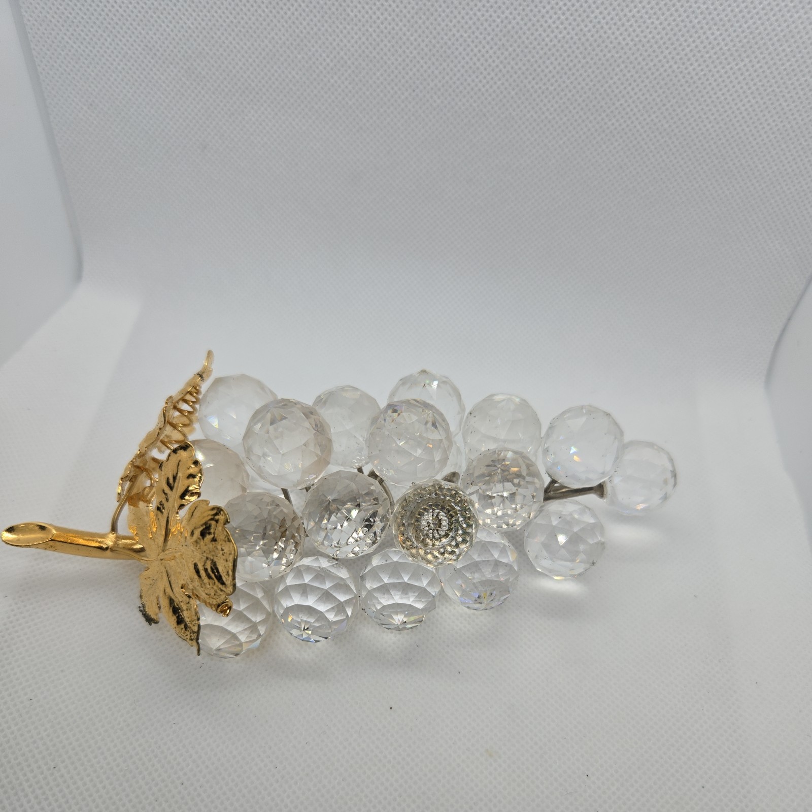 STUNNING Swarovski Crystal Large Grapes Cluster With Gold Leaves Austria 11864