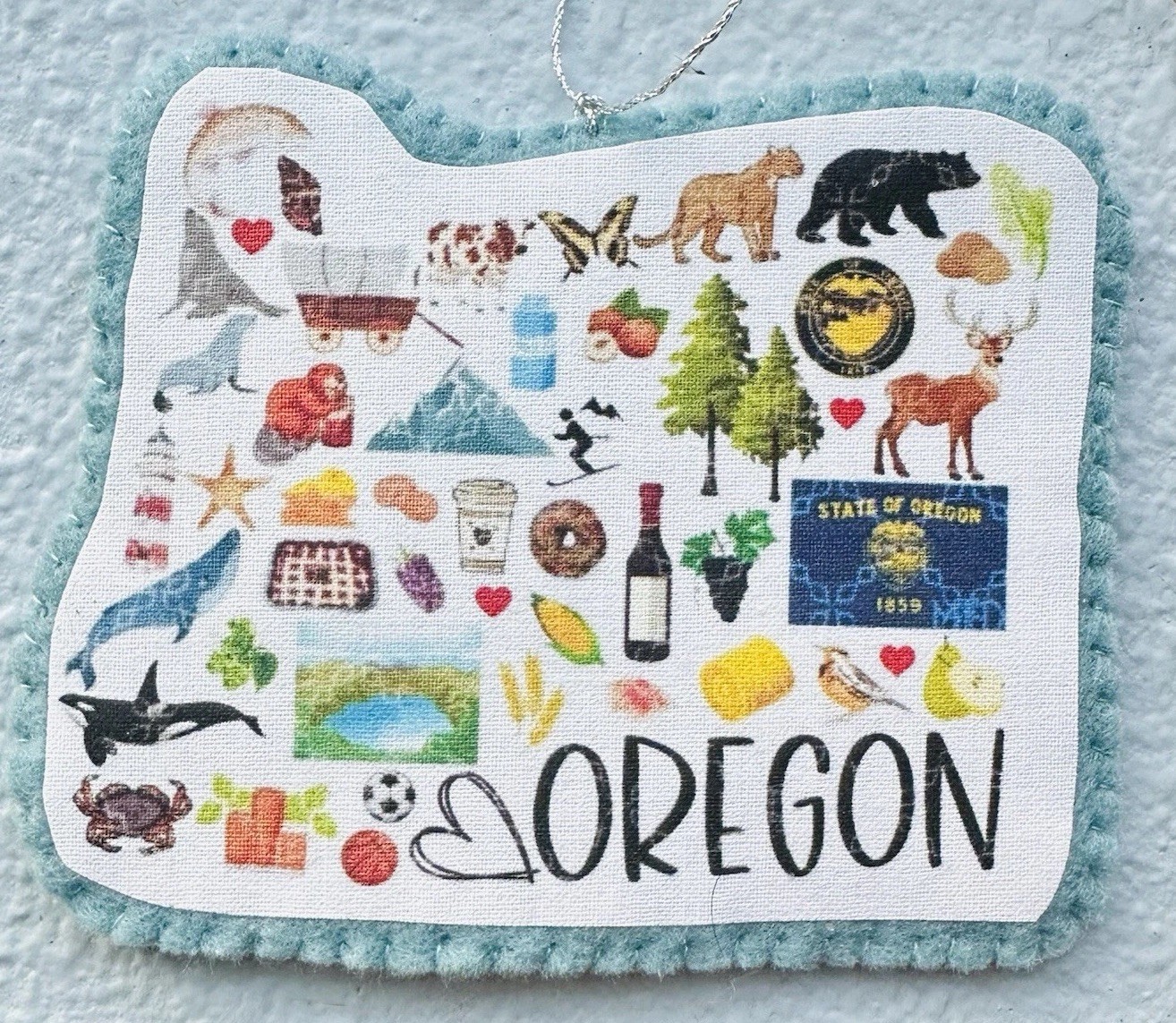 Oregon Felt  Ornament 4” Wide Send Love From The Beaver State Handmade And NEW