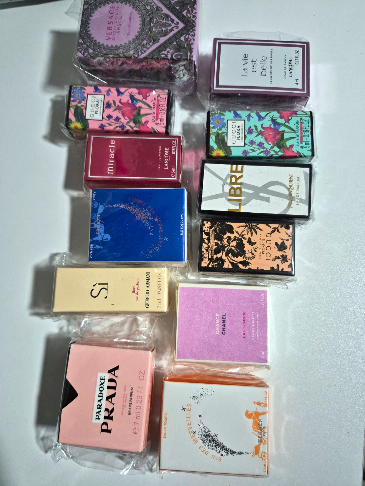 Mixed Brands Lot of 10 Designer Perfume Miniatures: Versace Gucci Prada YSL