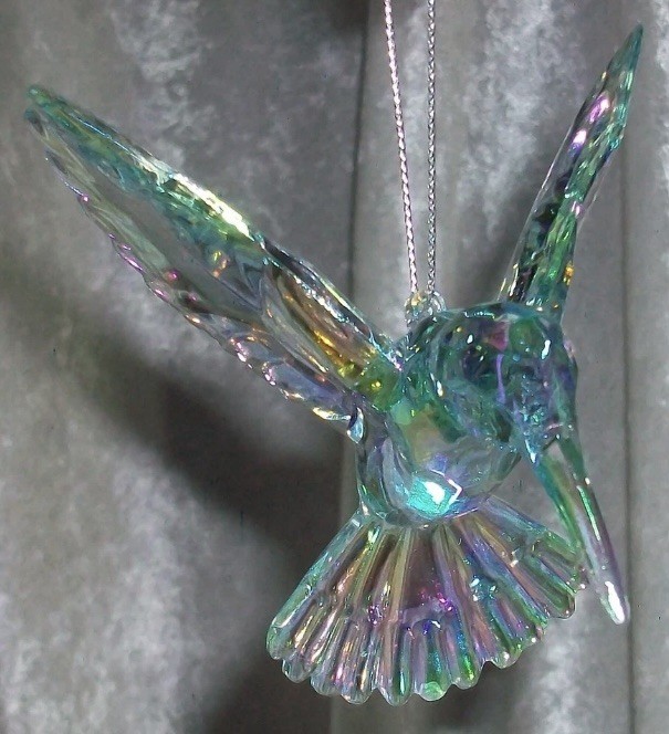  Ganz Iridescent Ice Blue Hummingbird Acrylic Crystal Suncatcher Ornament