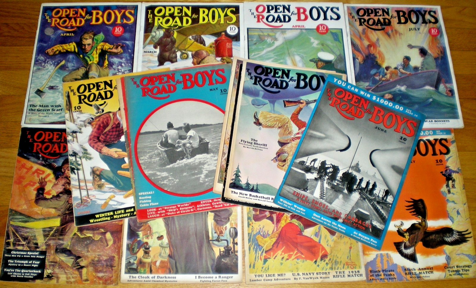 Open Road For Boys Magazine Lot ~1931-1940 ~ 16 Issues ~ Very Good Condition