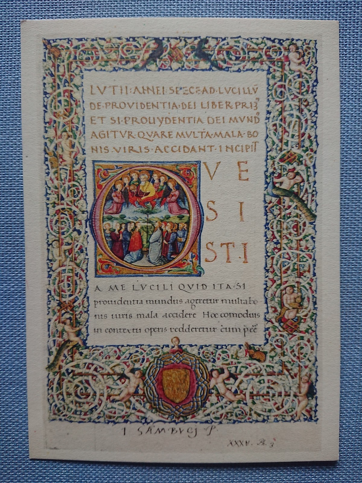Old Postcard AK Decorative Frame God Pious Umbrian Work 15th Century.