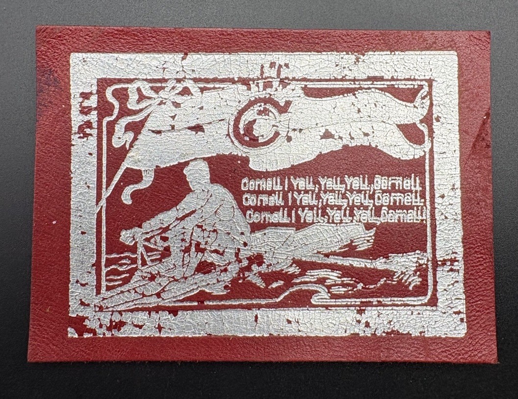 c1910 Large Cornell University Crew Rowing Tobacco Leather College Yell 3.5x2.5