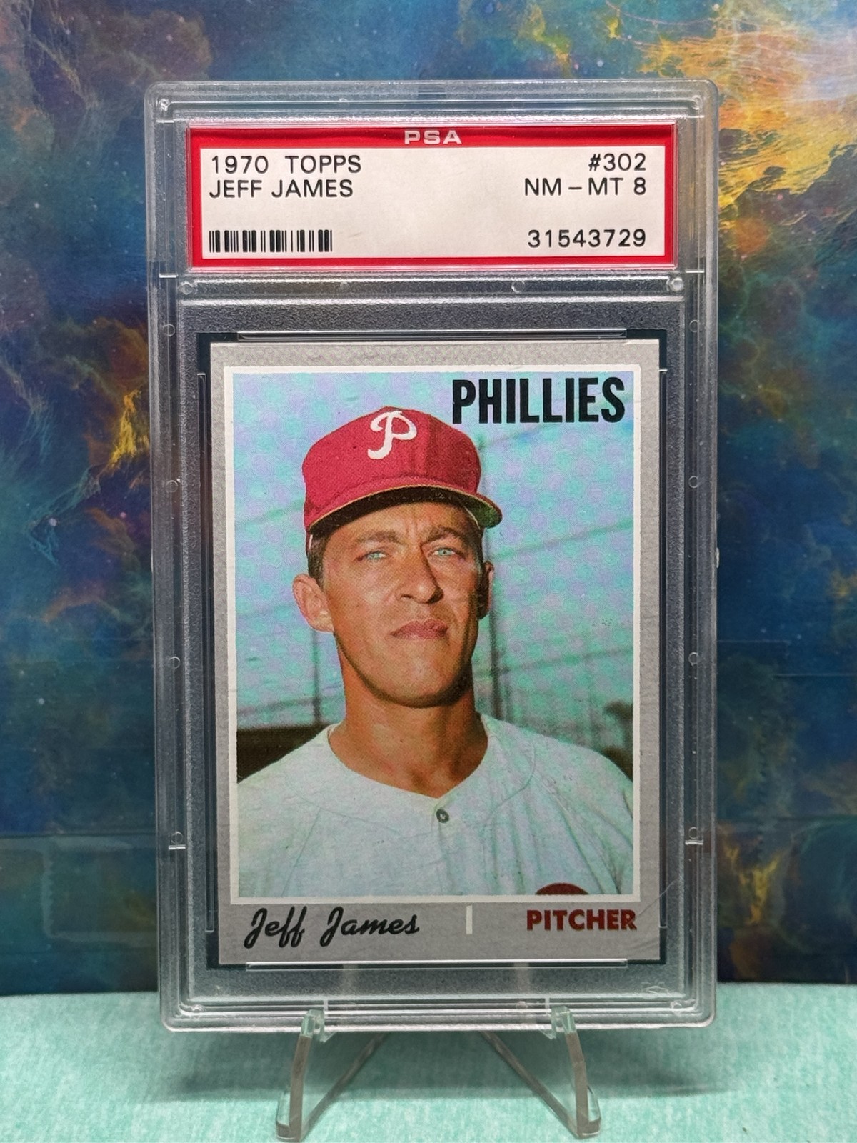 1970 Topps Jeff James #302 PSA 8 NM-MT Philadelphia Phillies Vintage