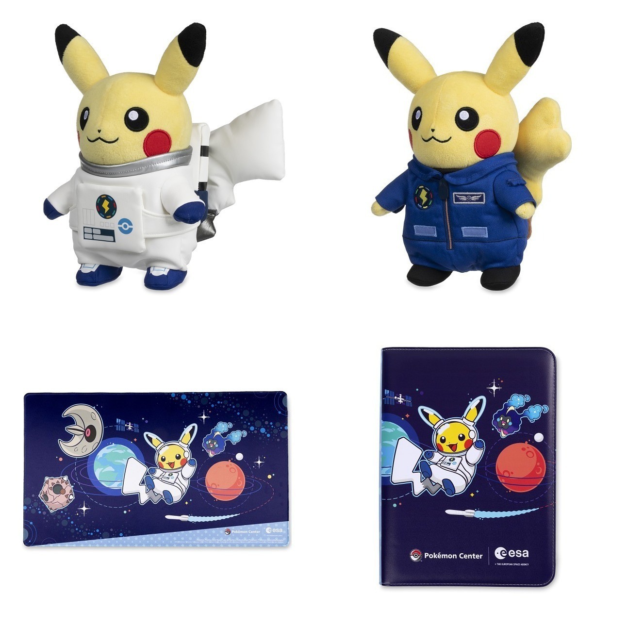 Pokemon Center EXCLUSIVE Bundel - Astronaut Pikachu Plush Pair Playmat Binder