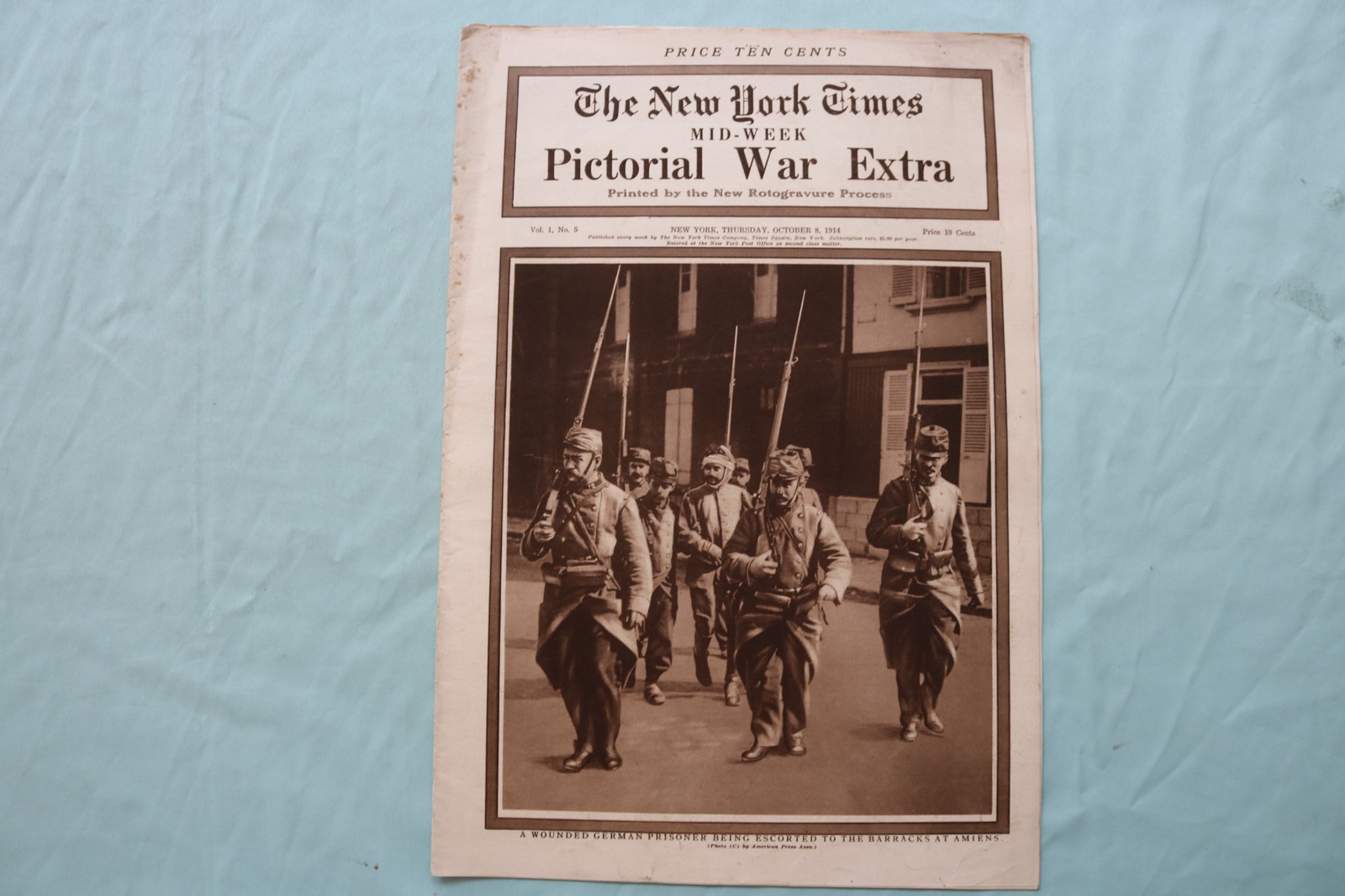 1914 OCT 8 NEW YORK TIMES MID-WEEK PICTORIAL WAR EXTRA-GERMAN PRISONER - NP 9118