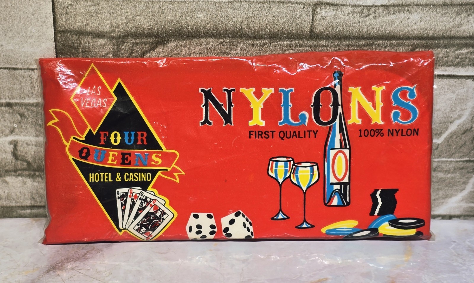 Vintage New In Package Four Queens Casino Las Vegas Advertising Women's Nylons