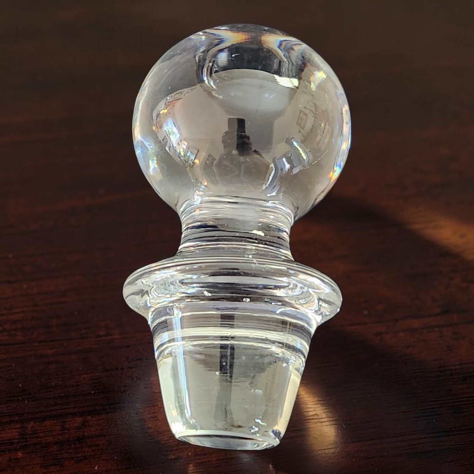 Vtg Large Heavy Clear Crystal Decanter Stopper 4\