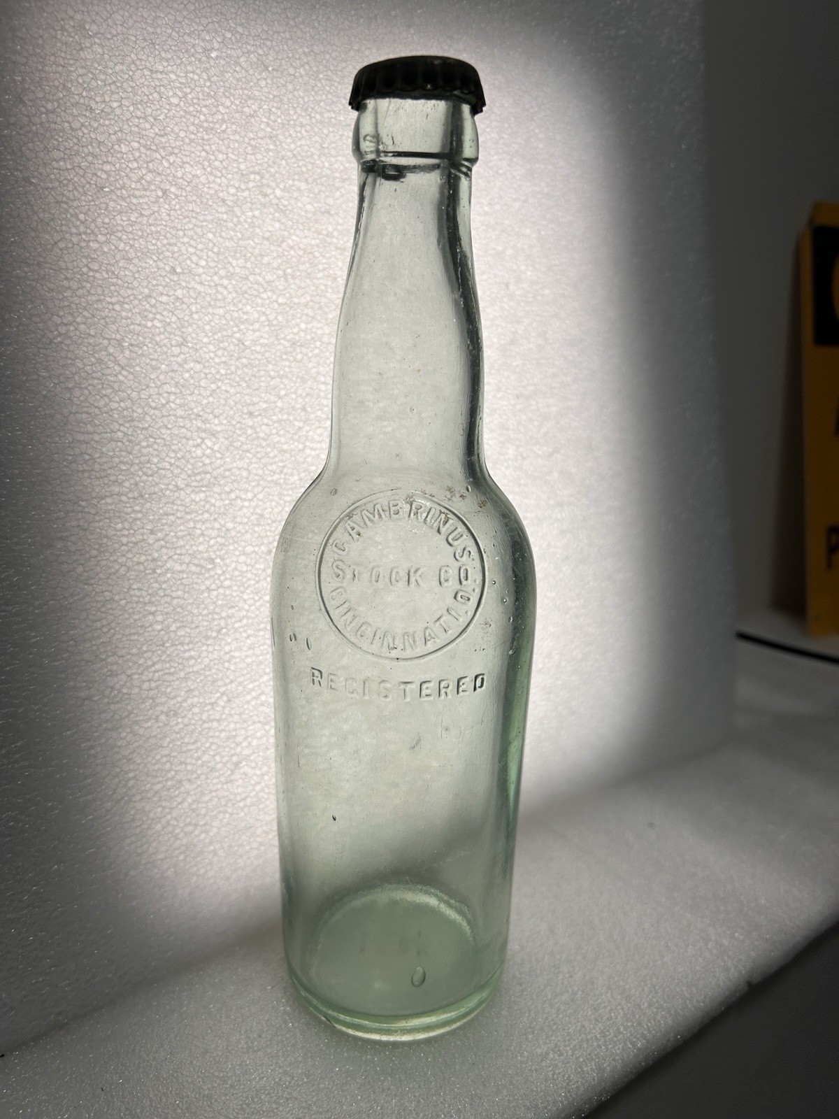 Vintage Gambrinus Stock Beer Bottle Cincinnati OH Aqua Cork Crown Cap Pre-P