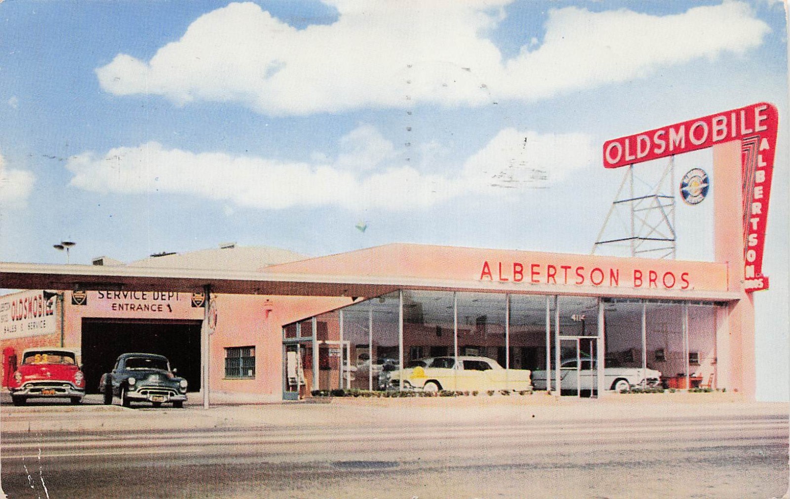 Los Angeles Culver City California Oldsmobile Albertson Car Dealer Postcard J1