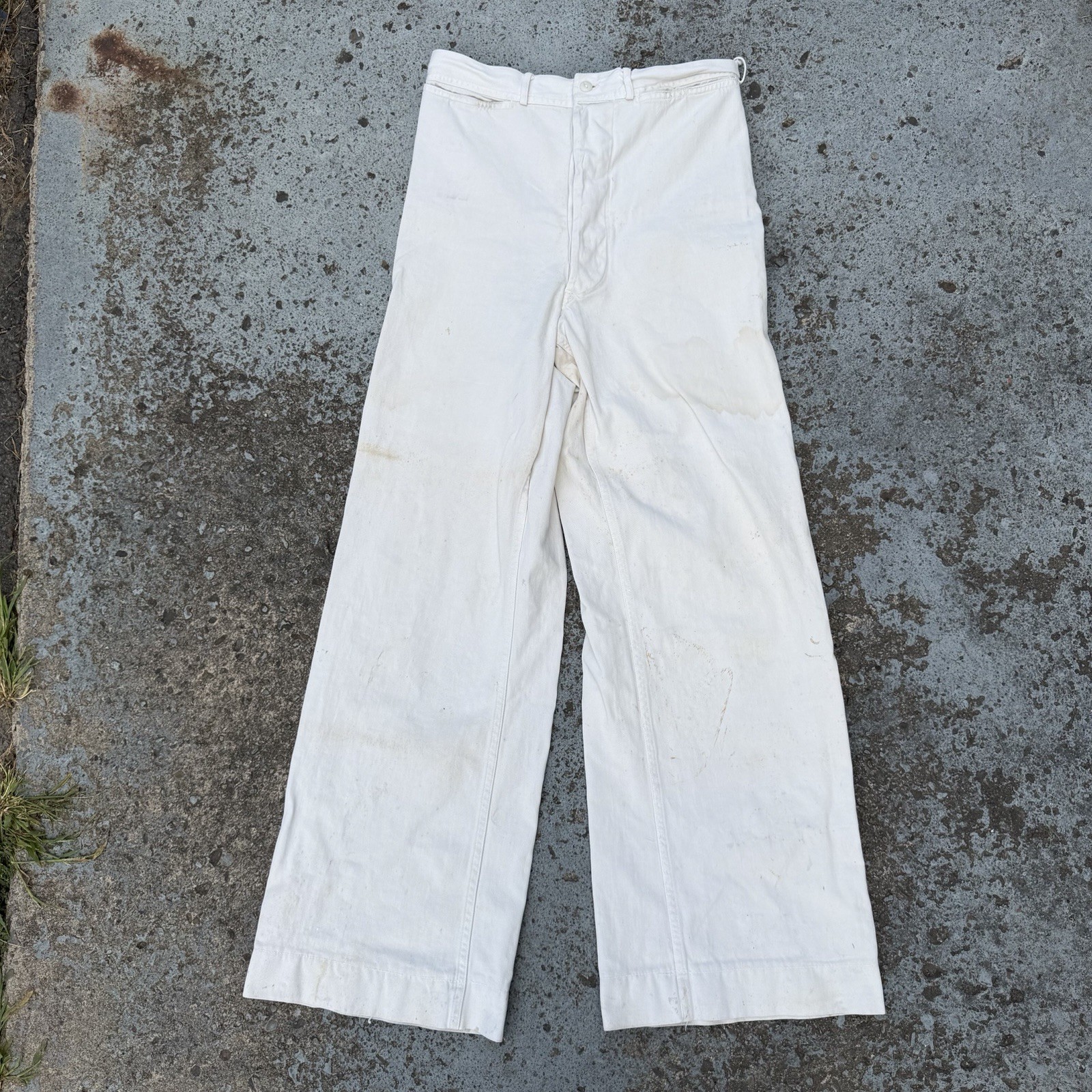 Vintage 40s WWll US Navy Crackerjack Sailor Pants Bell Bottoms White 27x29