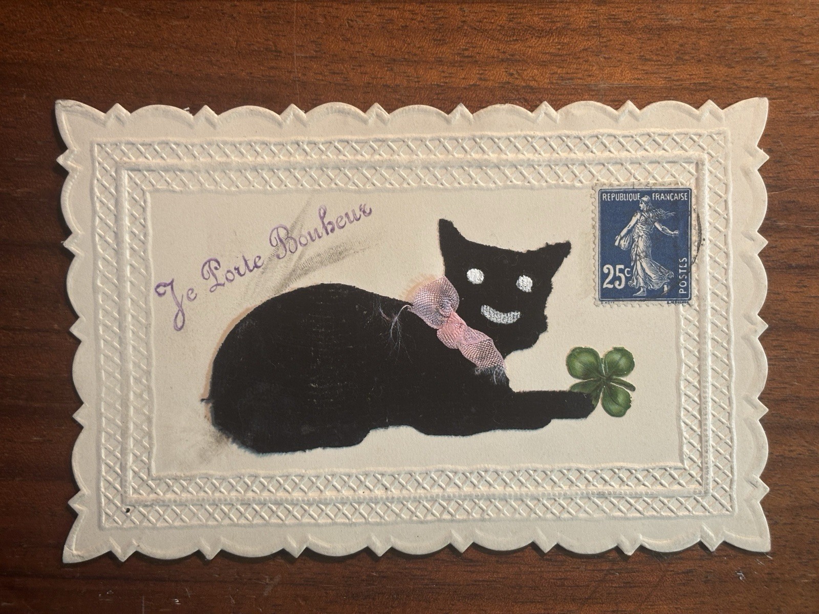 Antique Black Cat Postcard 1920 Rare Halloween Related French Good Luck 15