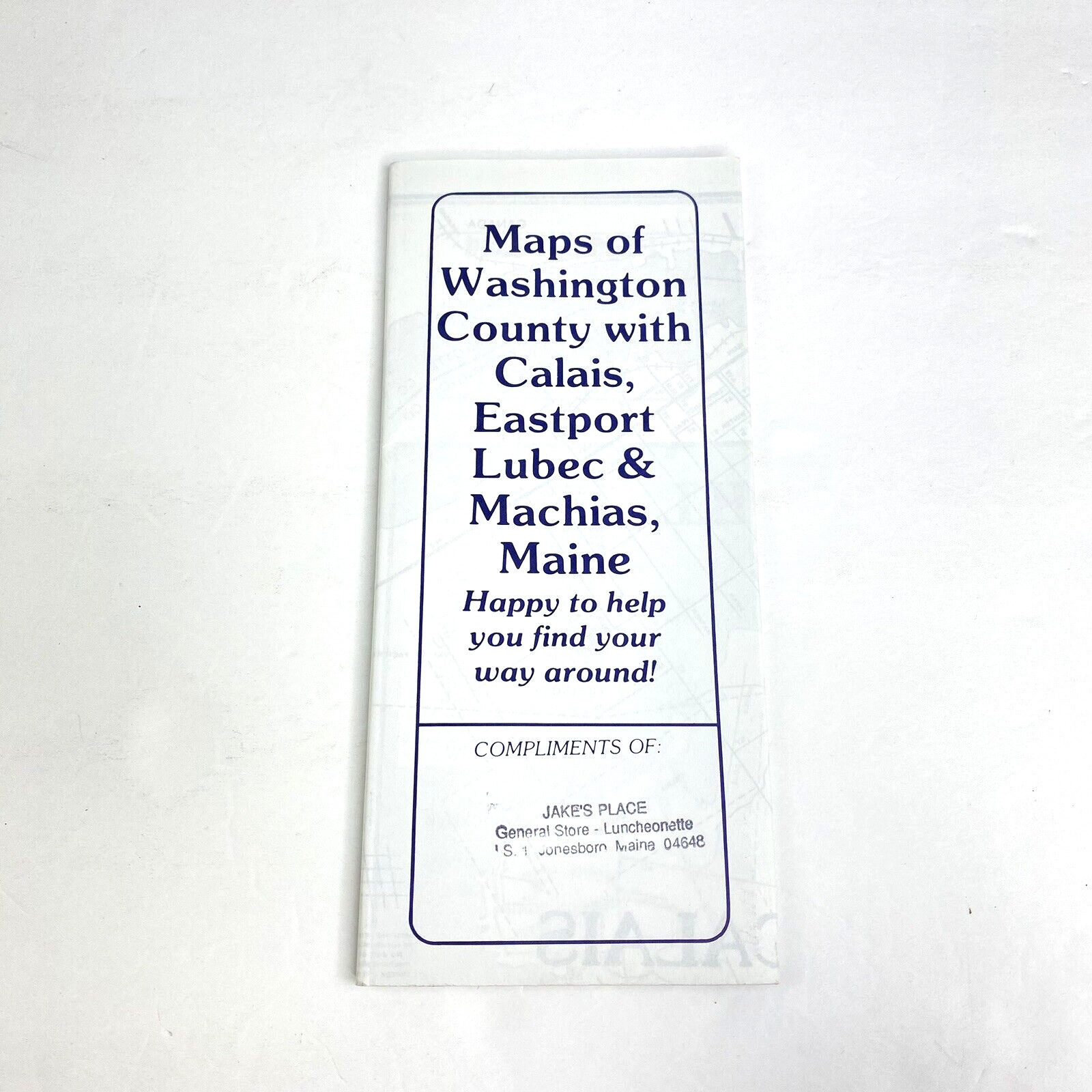 Washington County with Calais, Eastport Lubec & Machias, Maine Vintage Map 1989
