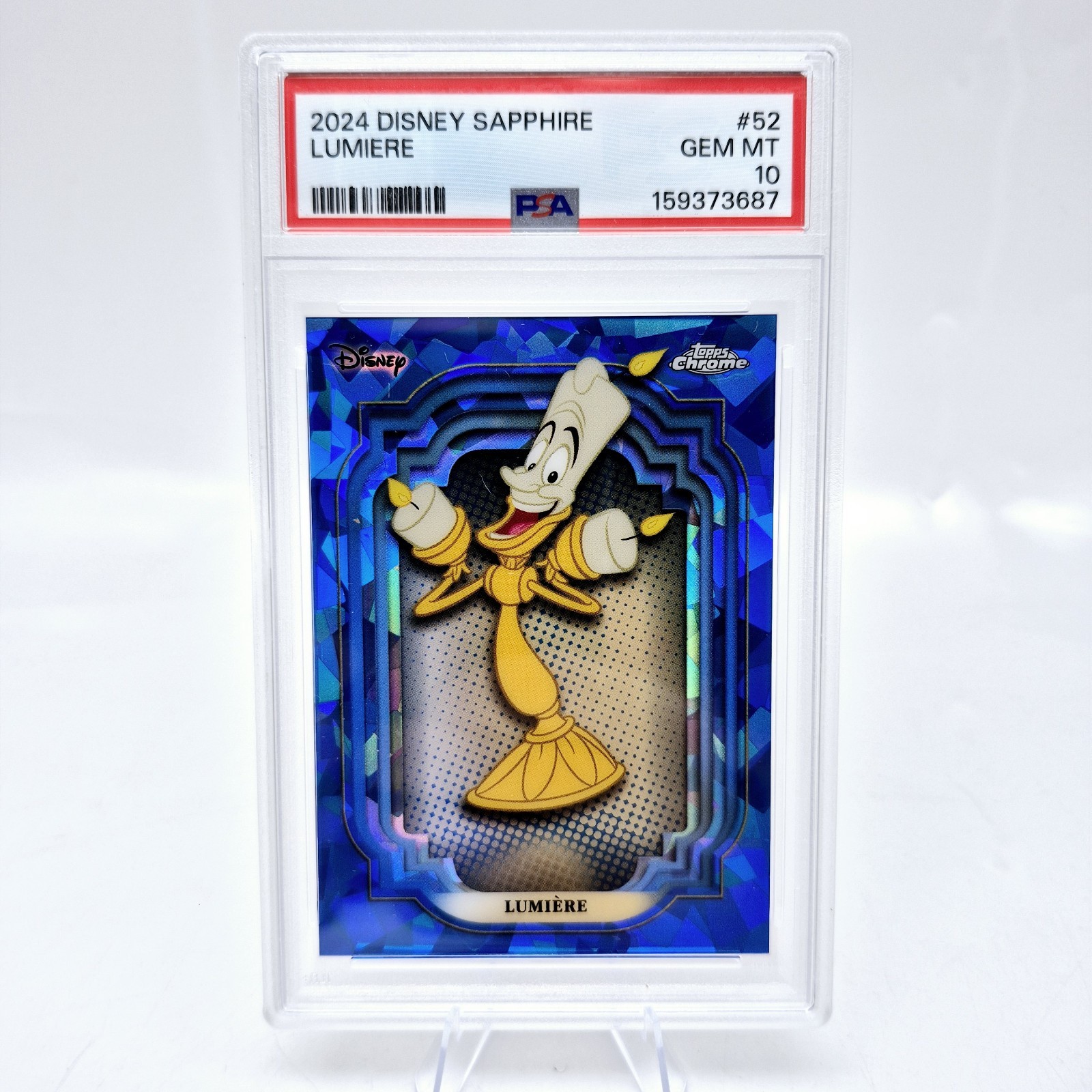 2024 Topps Chrome Disney Sapphire Lumiere #52 PSA 10 Beauty and Beast Blue