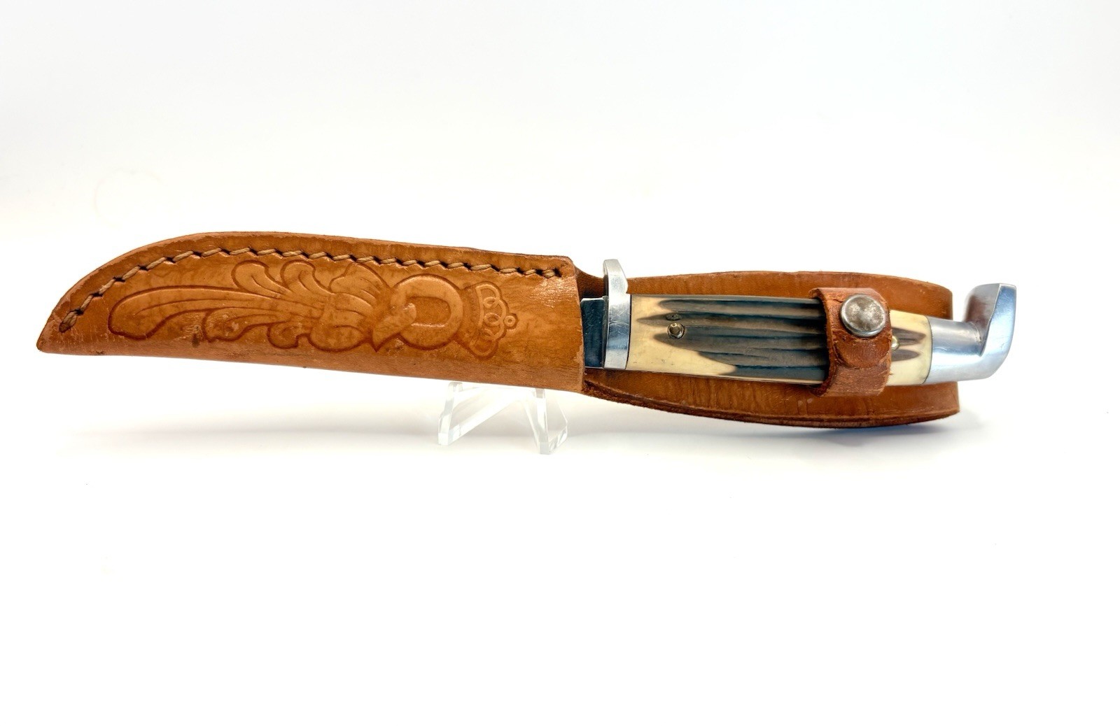 Vintage 1958-60 Queen Cutlery Queen Steel # 82 Fixed Blade Knife & Sheath.