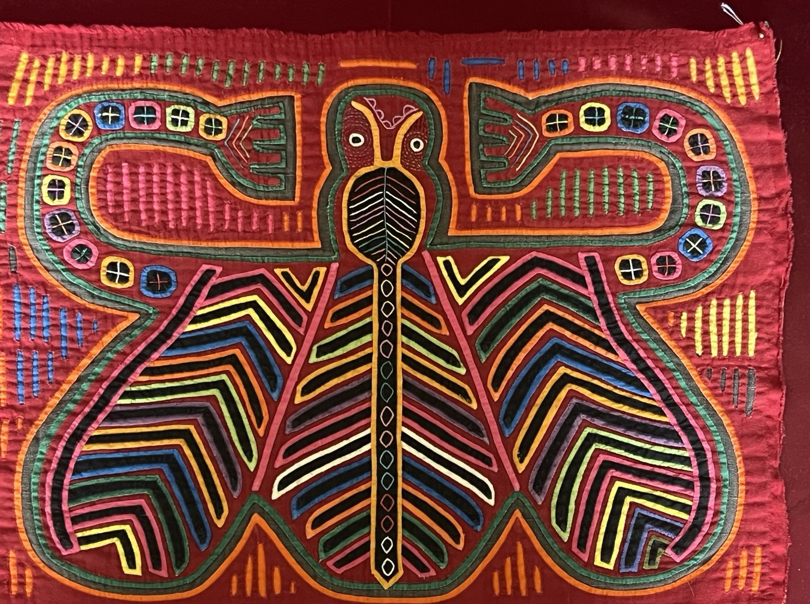 Vintage Panama Kuna Mola Reverse Appliqué Panel of Butterfly 
