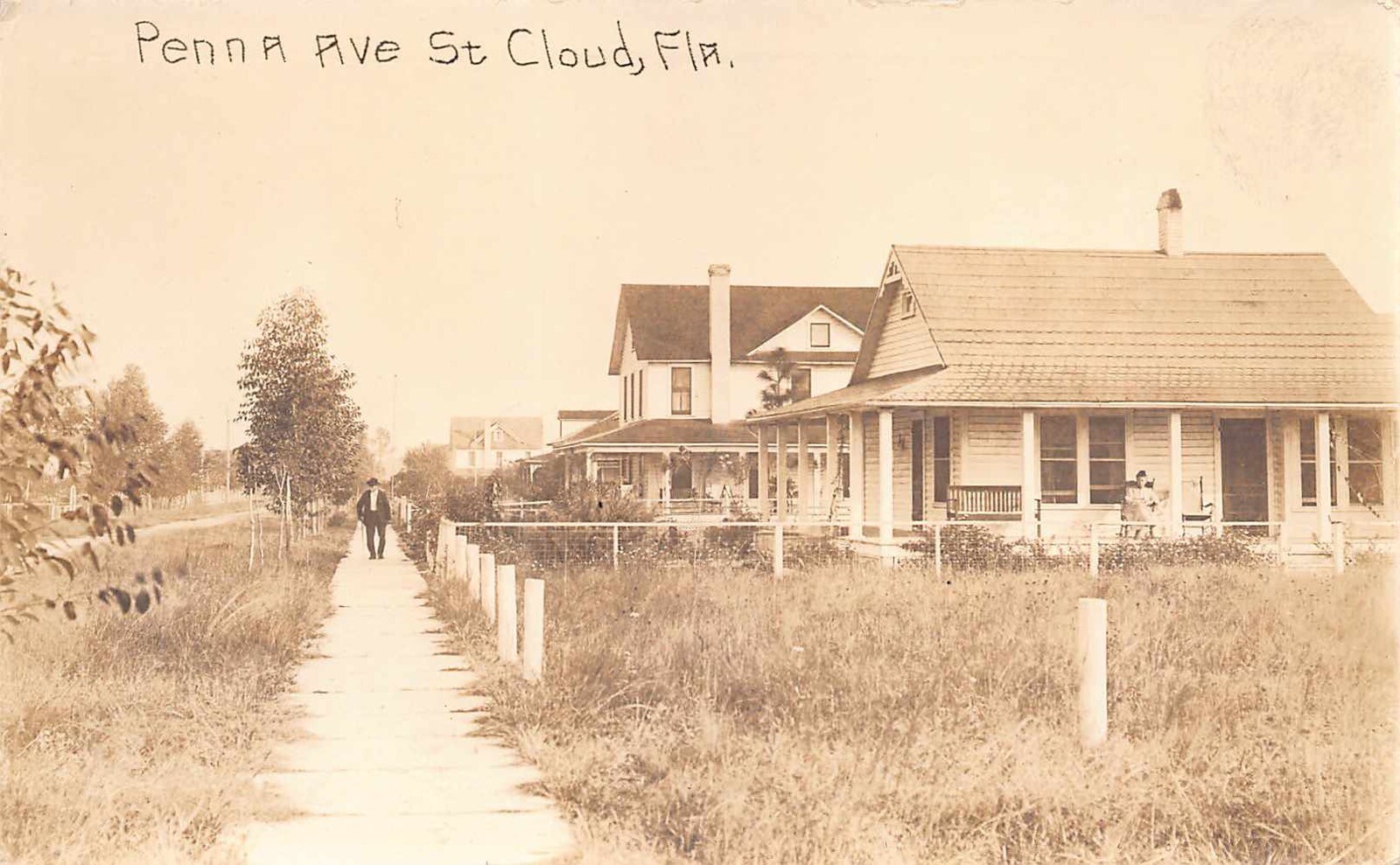 FL - 1910’s RARE REAL PHOTO Florida Homes on Pennsylvania Ave in St. Cloud, FLA