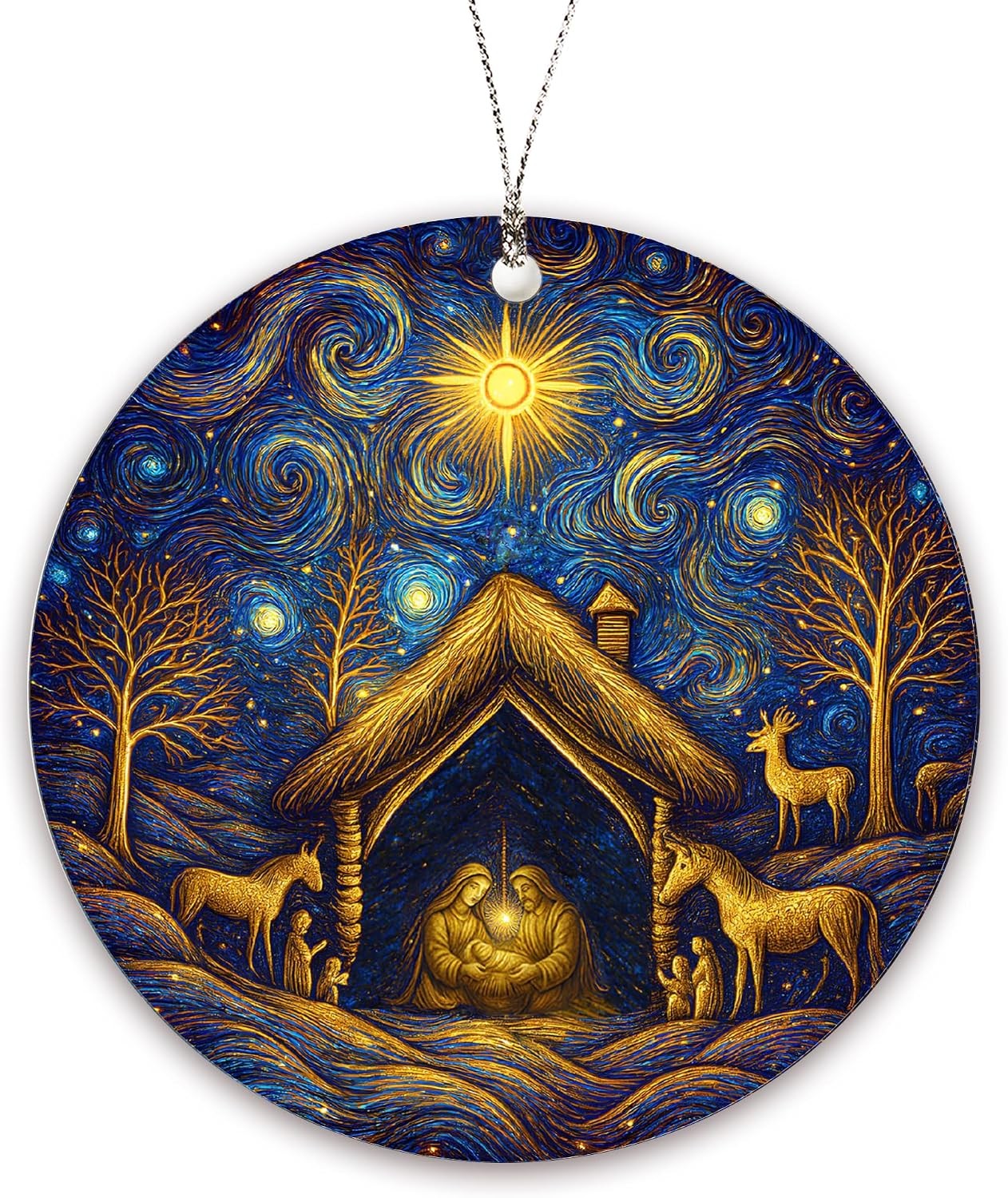 Christmas Ornaments 2026, O Holy Night, Beautiful Starry Night Nativity Scene Ch