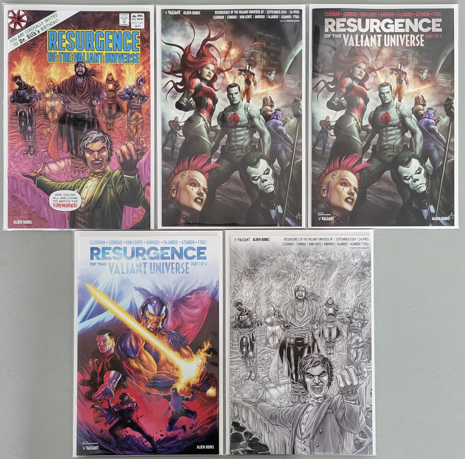 Resurgence of the Valiant Universe #1 Lot, 5 Standard Covers, NM/Better , 1st
