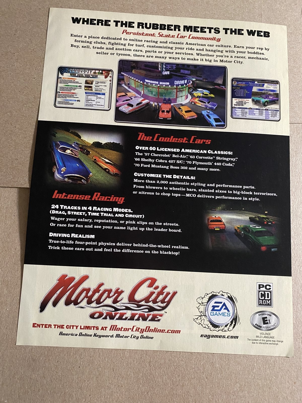 Motor City Online PC EA Games Print Ad Poster Vintage Wall Art