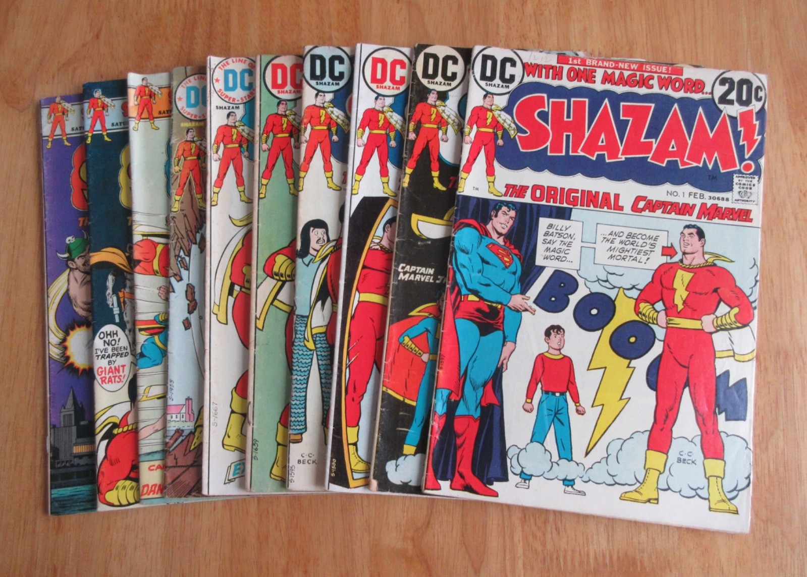 Lot of *10* Lower-Grade 1970s SHAZAM: ≈ #1-22 (VG & VG+)