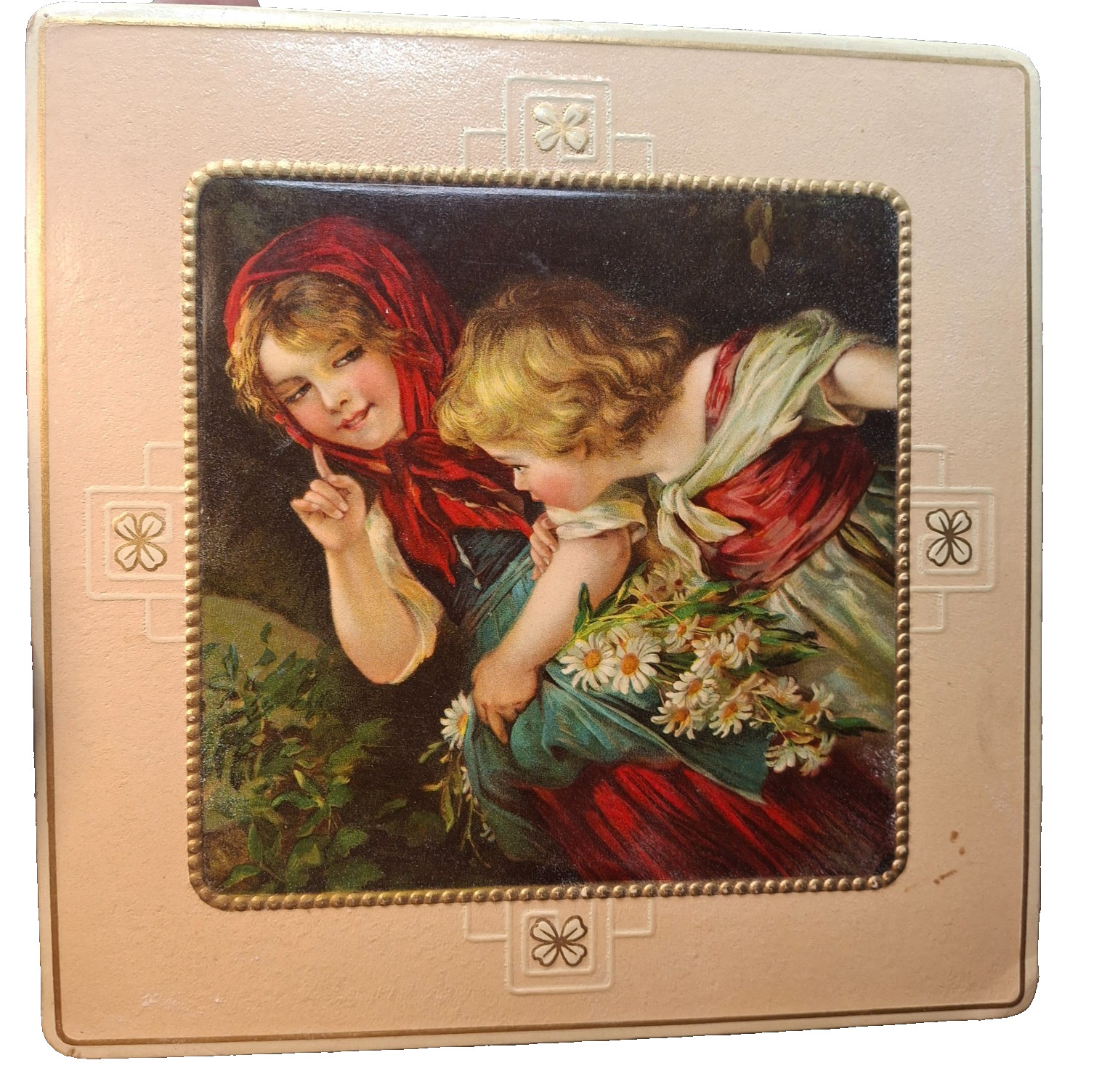 Antique Victorian 8x8 Paper Ephemera Embossed Lithograph Beautiful