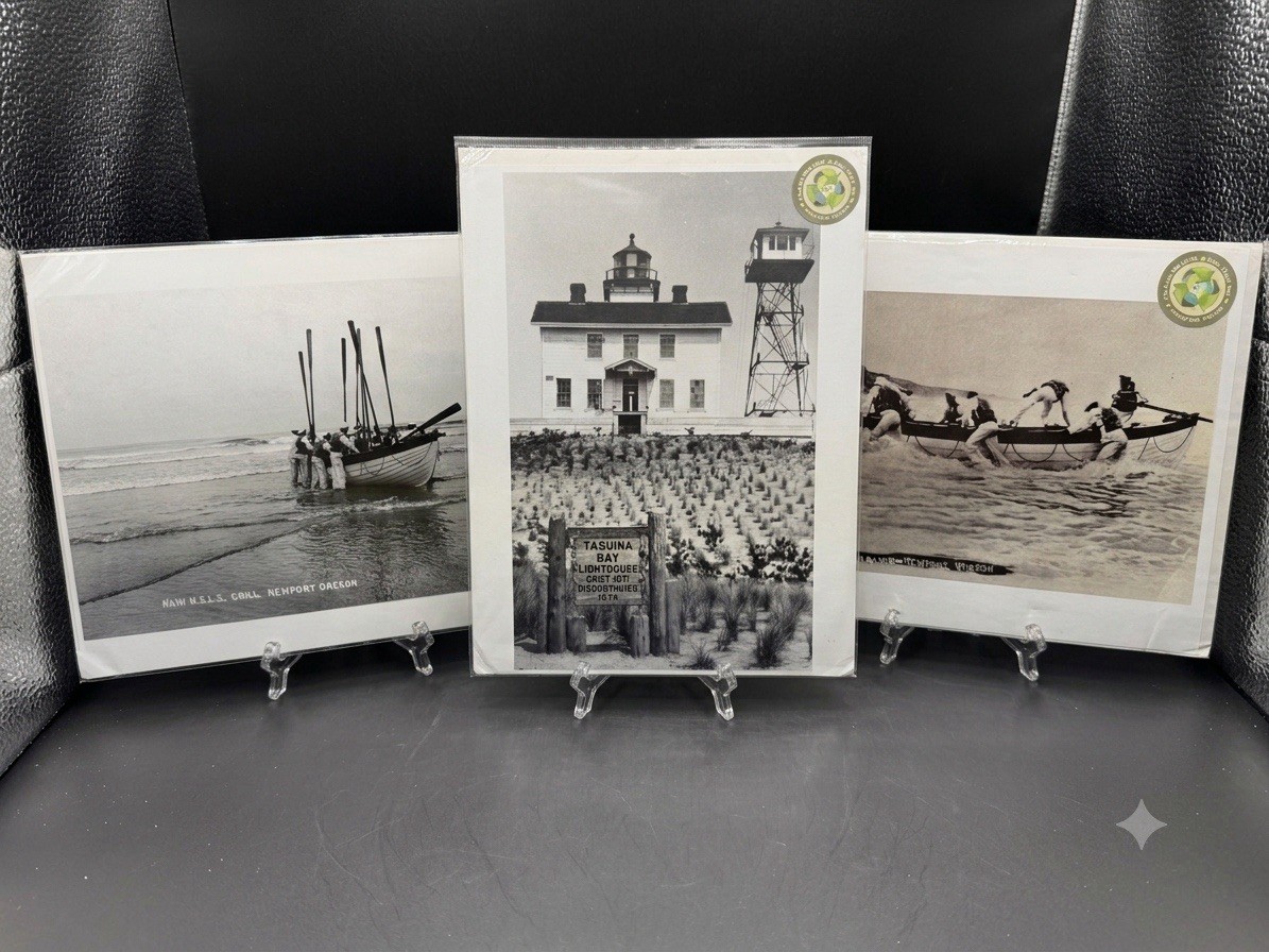 3 Newport Oregon Vintage Photo Prints US Life Saving Service Yaquina Light 