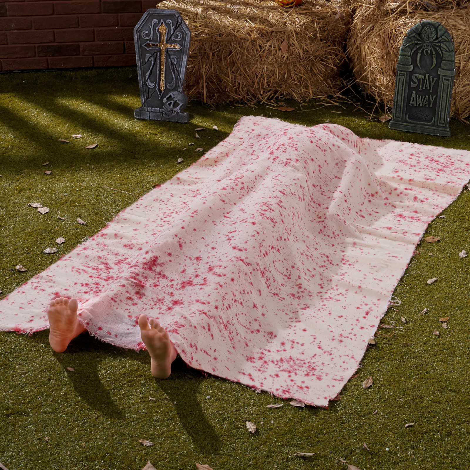 JOYIN 5 Ft Halloween Scary Decorations, Inflatable Body Covered Show white