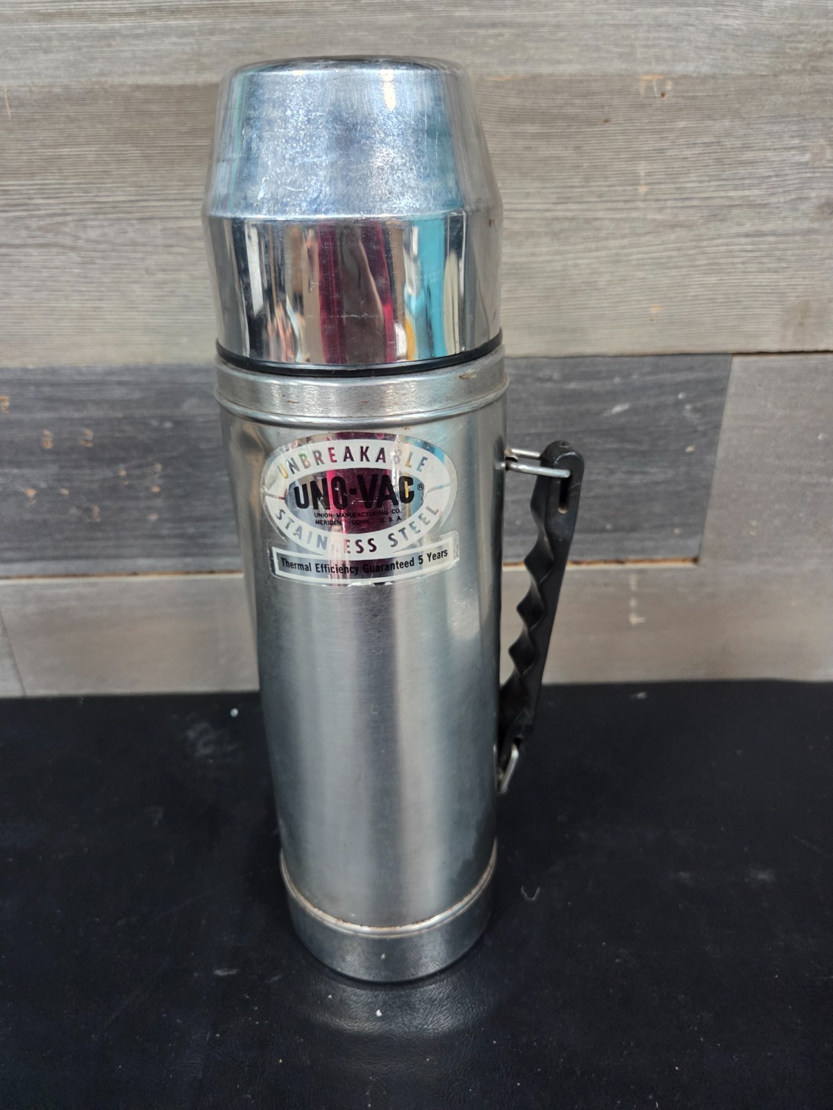 Vtg Uno-Vac Unbreakable Stainless Steel Thermos Made in USA Z1