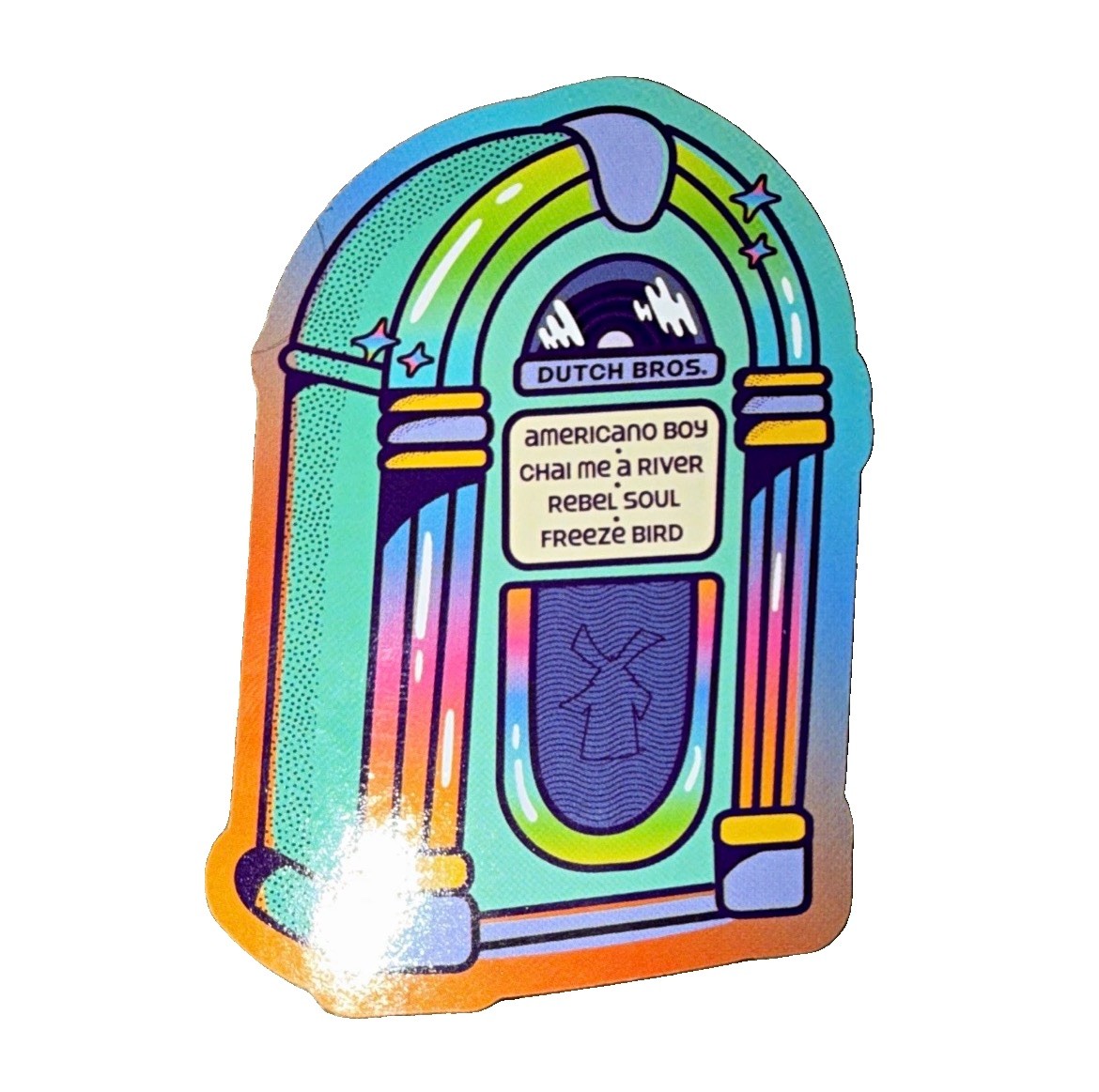Dutch Bros Colorful Jute Box Limited Exclusive Second Chance Sticker 2026
