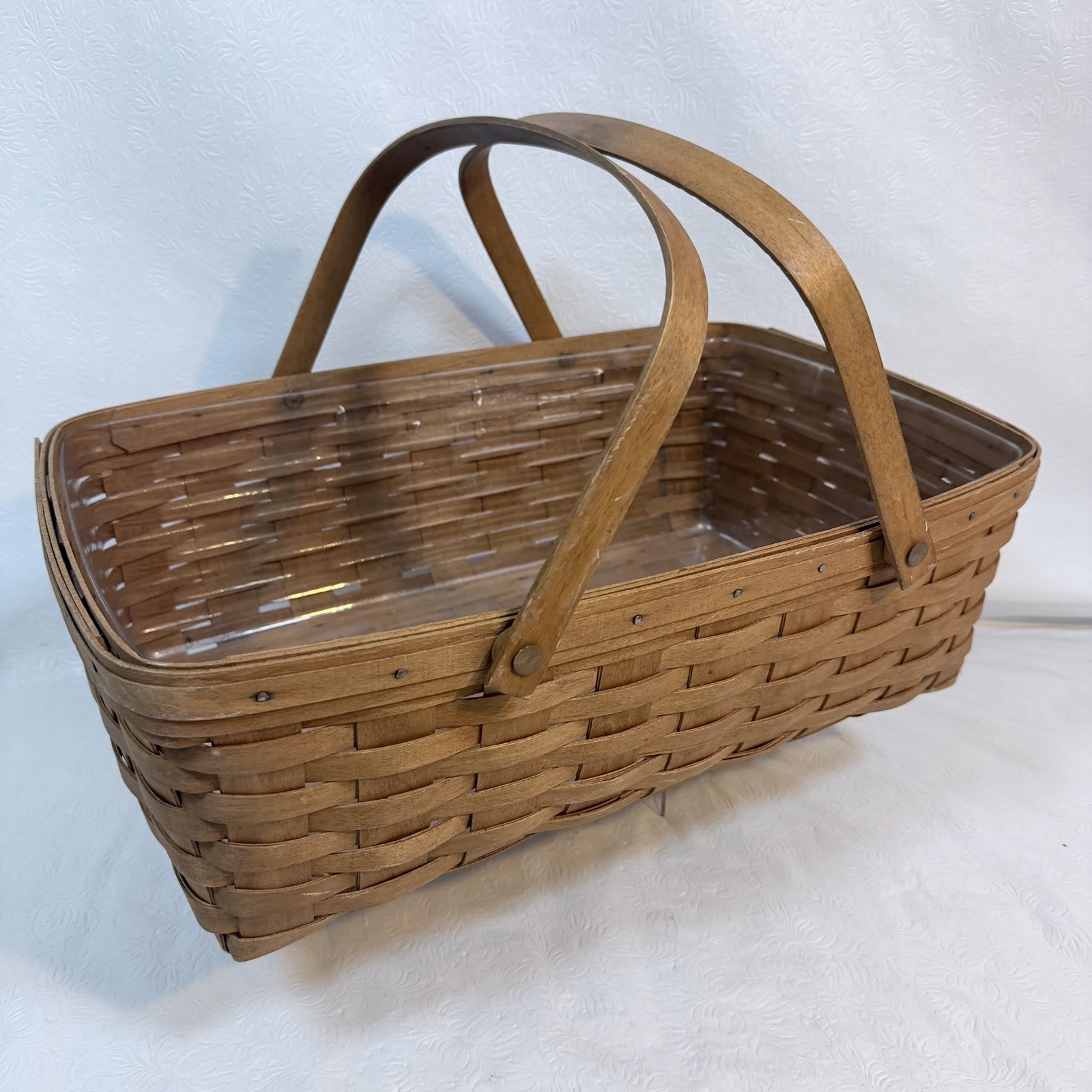 Longaberger 1993 Large Gathering Hostess Basket 19x13x6 Liner Swing Handles USA