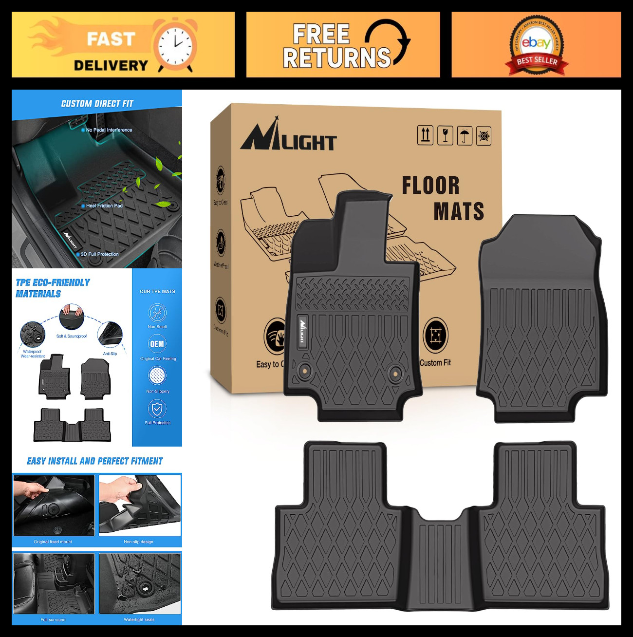 Nilight TPE Floor Mats for Toyota RAV4 2019 2020 2021 2022 2023 2024 2025 2026 A